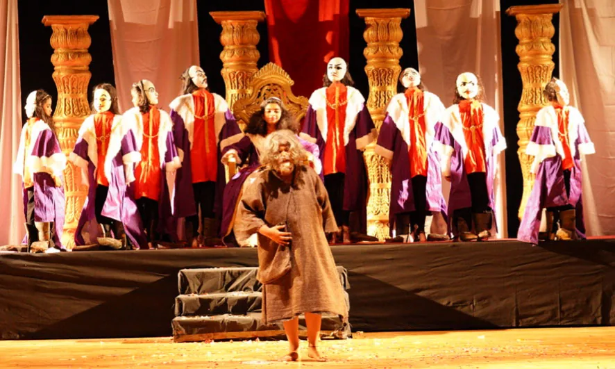 Students presenting a theatrical stage production