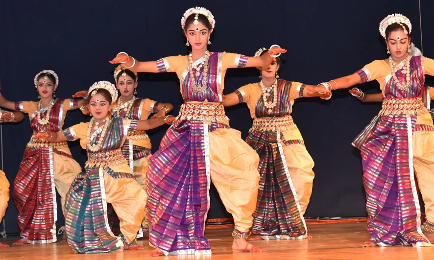 Students performing classical dance during Nritya Sandhya