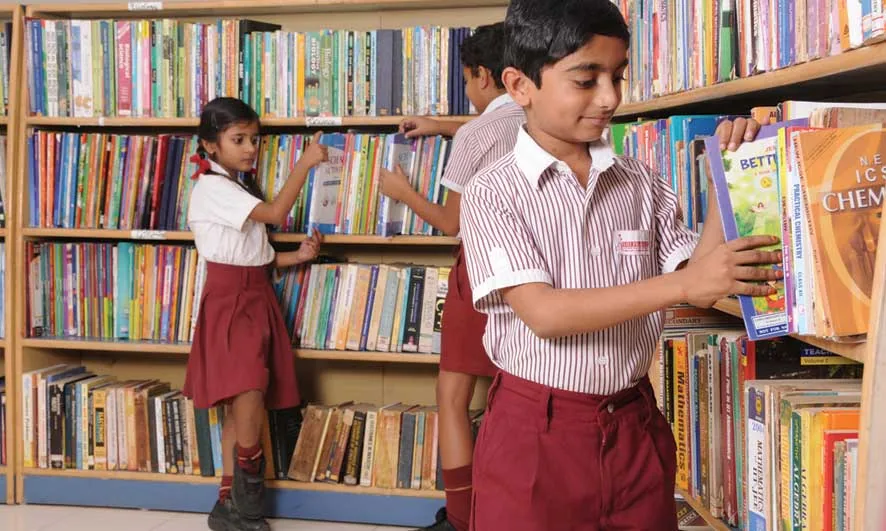 Students using the school library